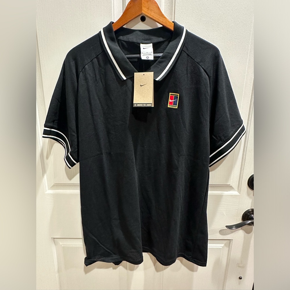 Nike Tennis Court Heritage Polo Shirt Black Men’s XL FQ2101-010 NEW
